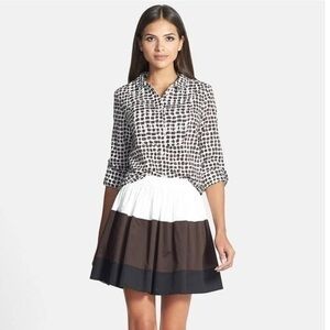 Kate Spade New York Coreen circle style skirt in white, brown and black size 6